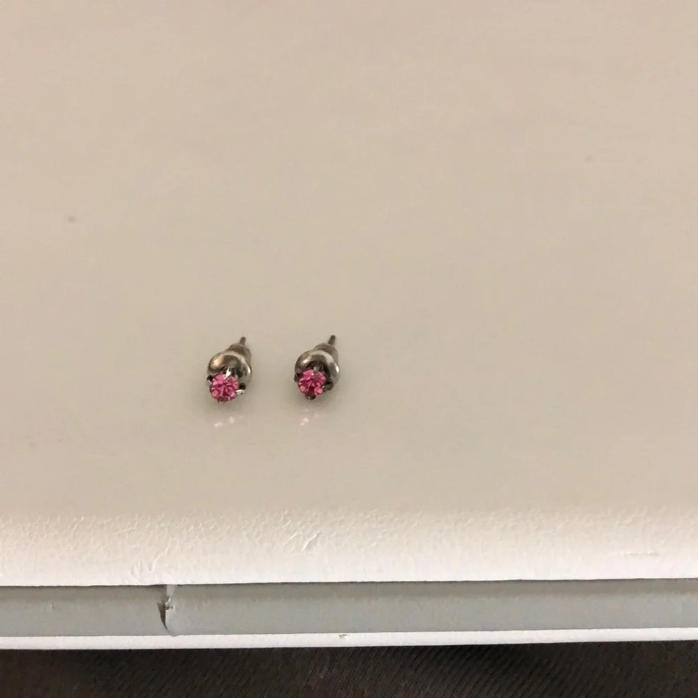 Square Pink Sparkly Stud Earrings